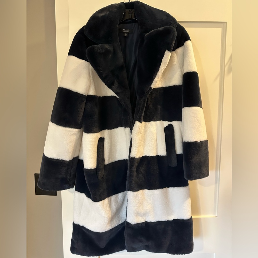 Halogen Midnight Blue Faux Fur Jacket